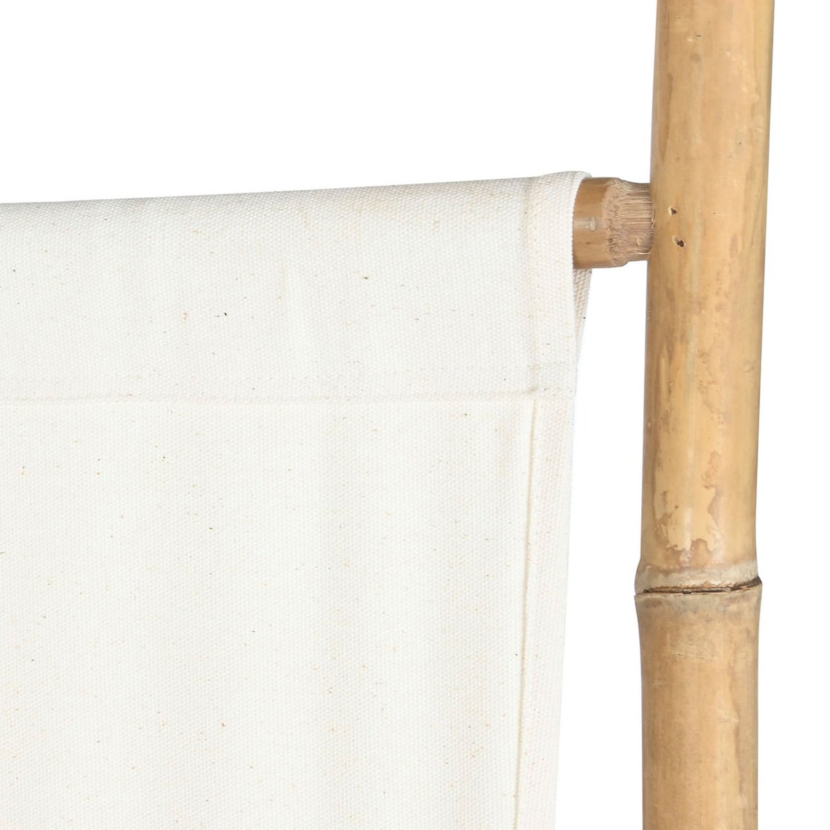 Paravent 3 panneaux bambou et coton blanc 166x3x175cm bois, WADIGA