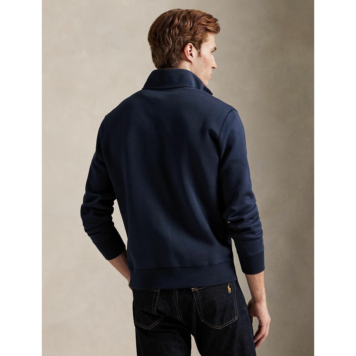 Felpa con mezza zip in tessuto tecnico double knit blu marino, POLO RALPH LAUREN