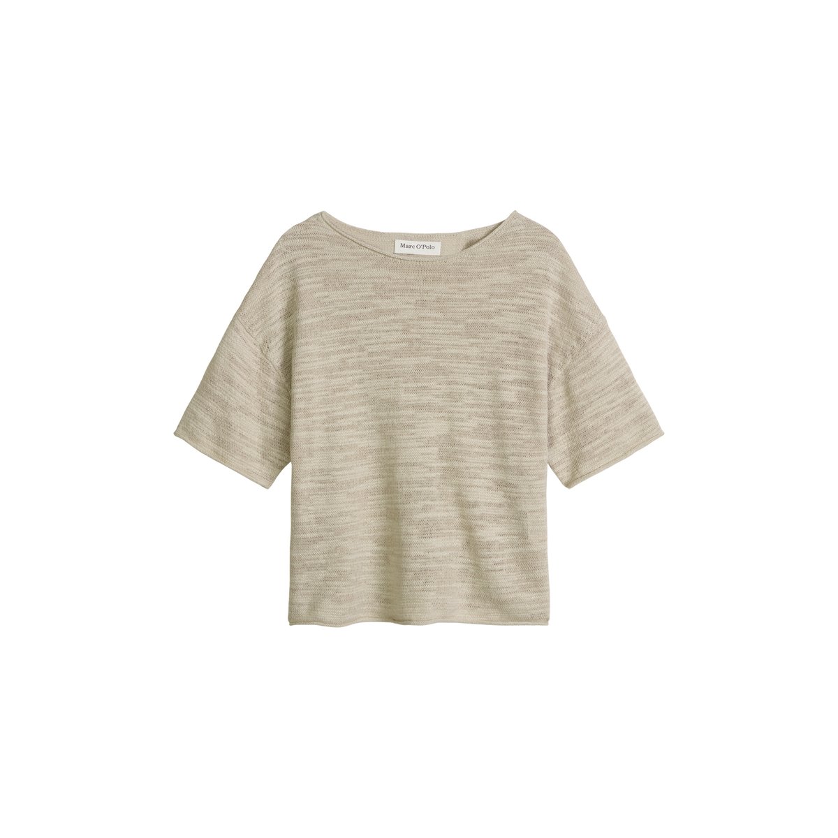 Pull à manches courtes Slub loose en mélange de lin et de coton beige, MARC O'POLO