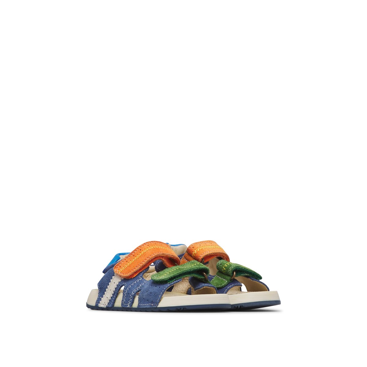 Sandales en velours SIHUR. marine-orange, NATURINO