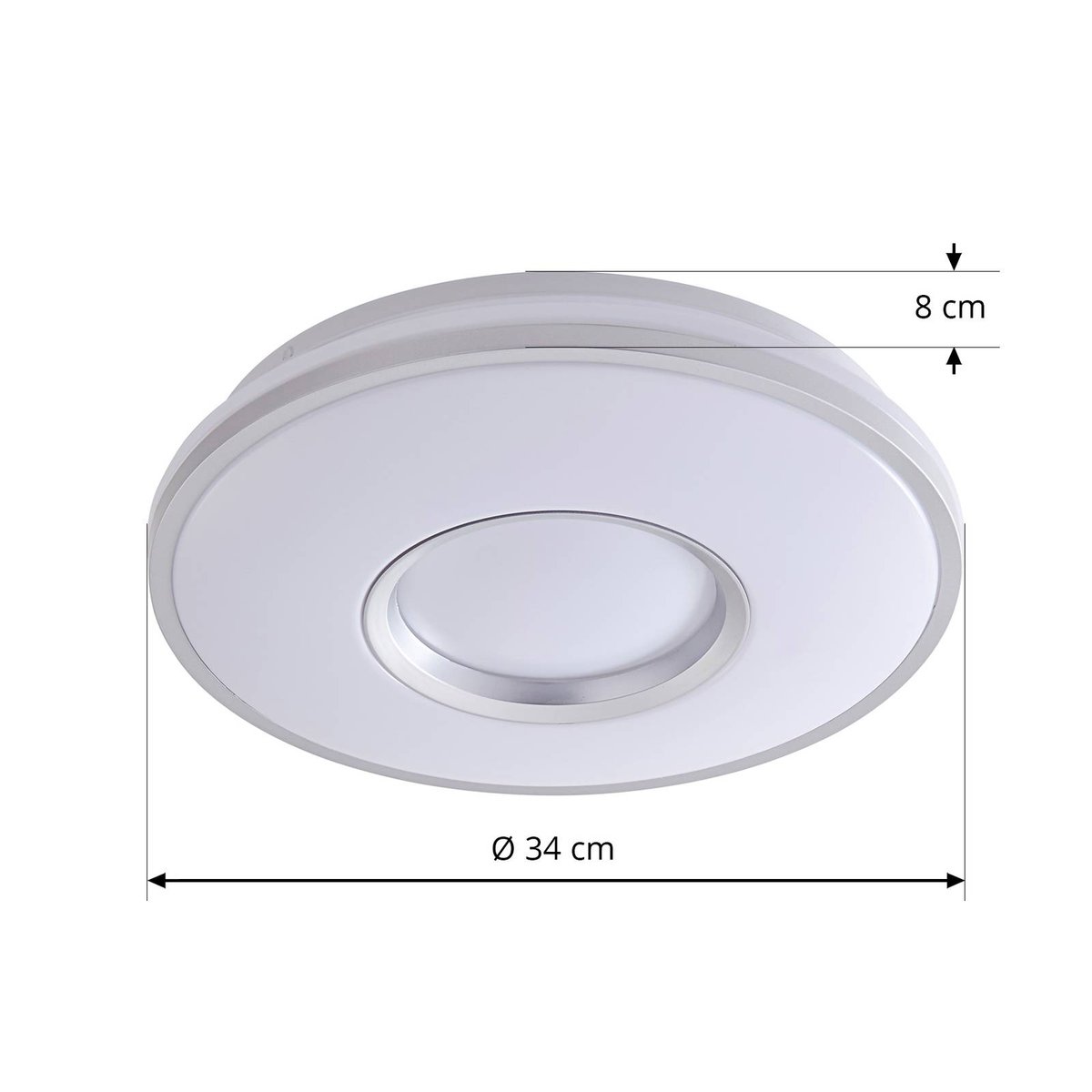 Plafonnier en métal moderneLED, Furgo argent, blanc, LINDBY