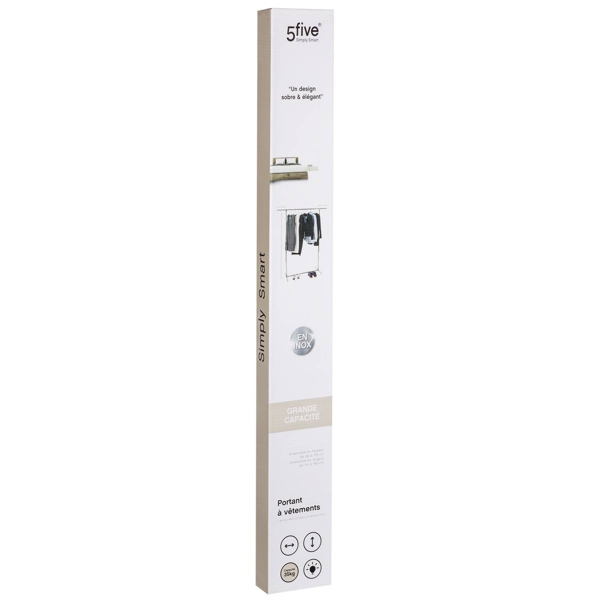 Portant à vêtements en inox ACHILLE argent, 5FIVE SIMPLY SMART