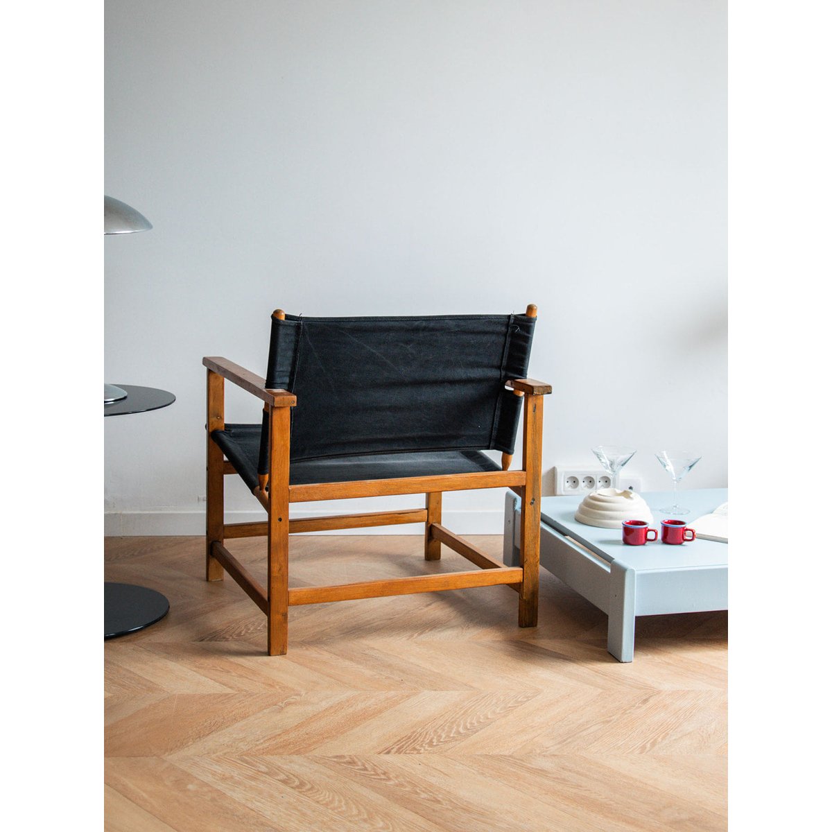 Fauteuil en tissu et bois Jakob N°517 - Bon état noir, DEBONGOUT