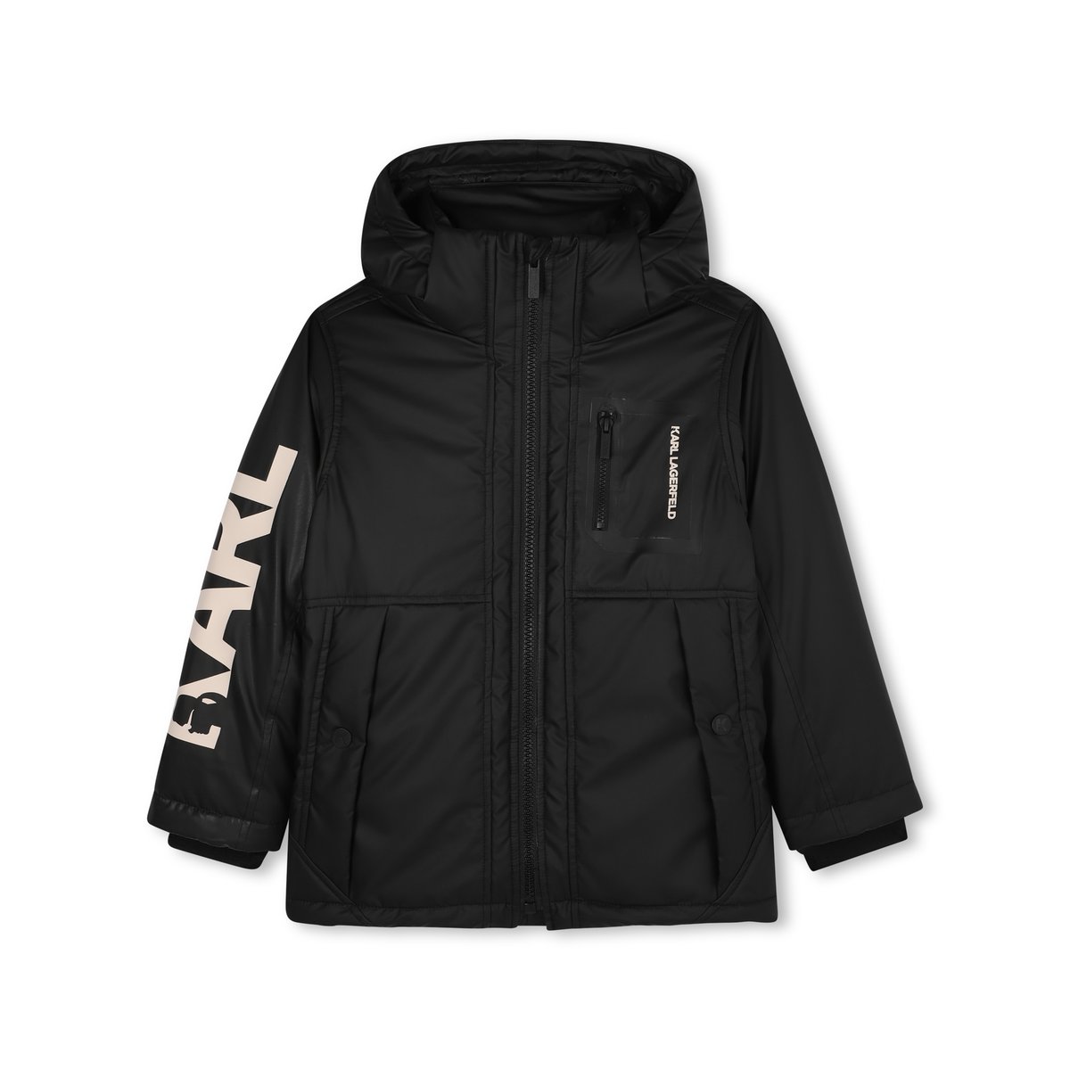 Parka con cappuccio black, KARL LAGERFELD KIDS