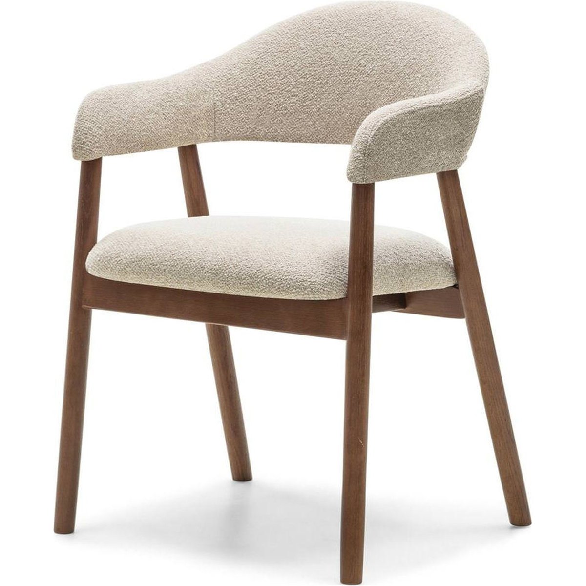 Chaise en bouclé collection LARIS beige foncé et chêne naturel, RECOLLECTION