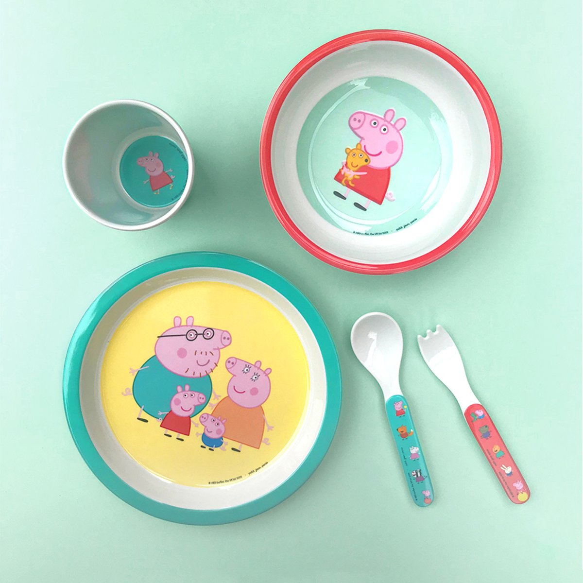 Coffret cadeau 5 pièces PEPPA PIG jaune, vert, bleu, orange., PETIT JOUR