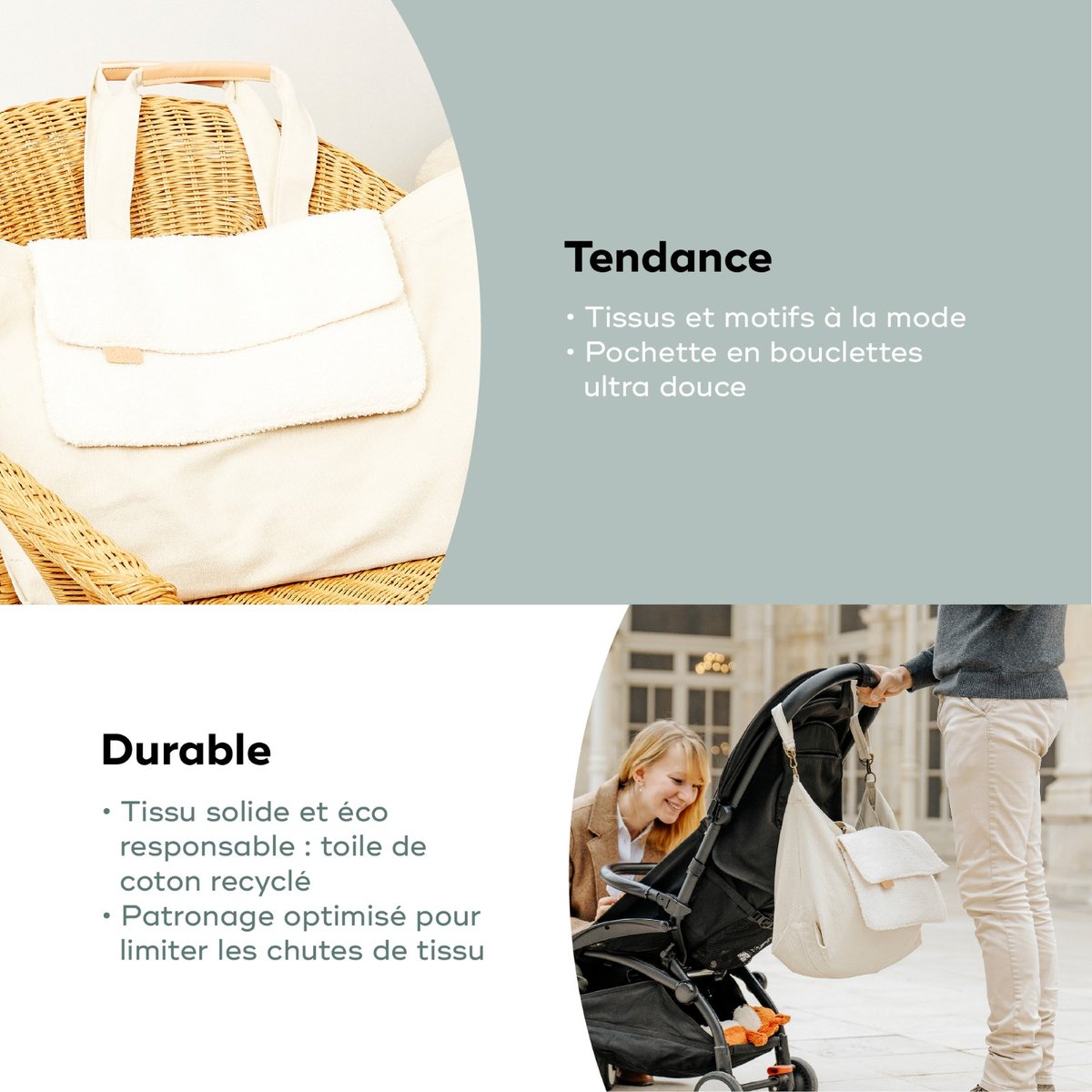 Sac à langer tote bag iconique et tendance beige, BABYMOOV