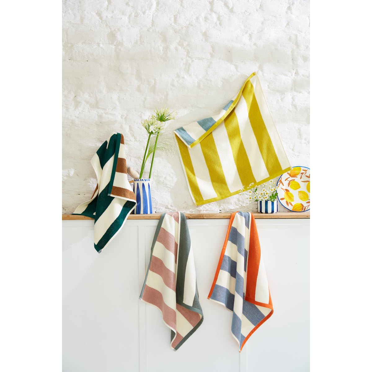 Essuie-mains éponge jacquard RIVAGE jaune et bleu, COUCKE