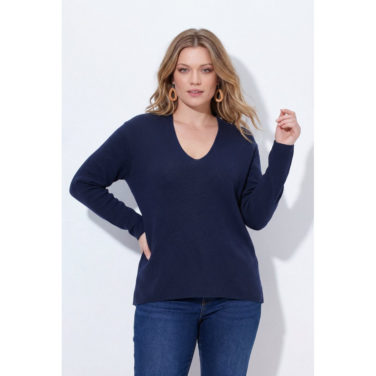 Pull en coton bio marine, ULLA POPKEN