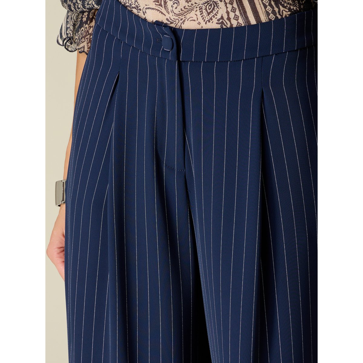 Pantalon palazzo à rayures bleu, OLTRE