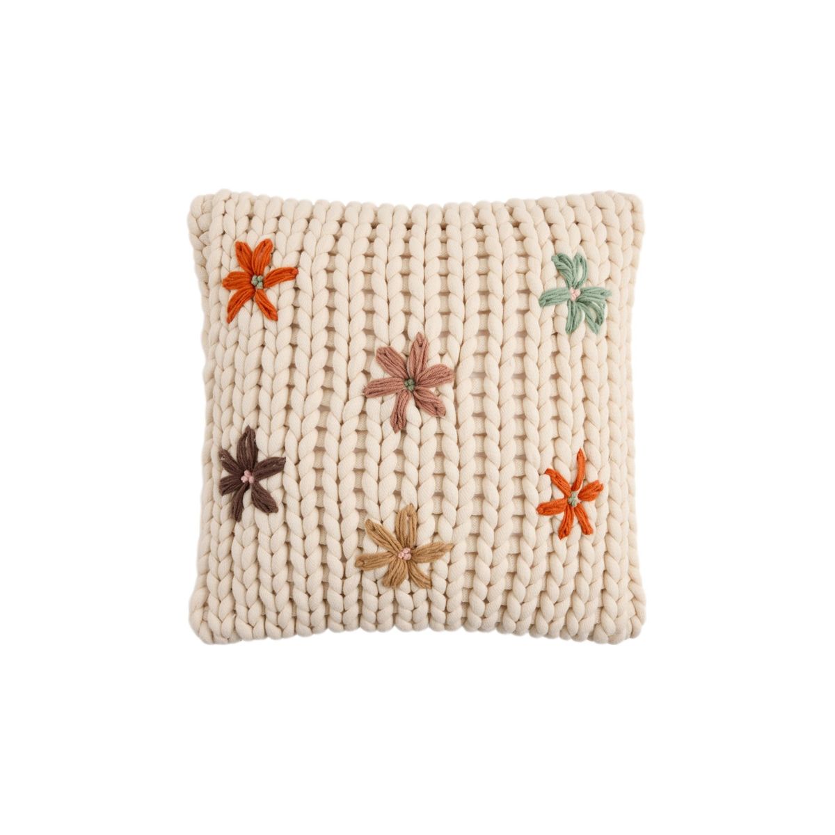 Coussin à fleurs et crochet épais naturel, NEXT