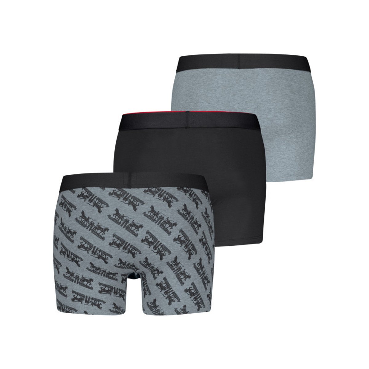 Lot de 3 boxers courts gris et noir en coton avec ceinture élastiquée gris et noir, LEVI'S