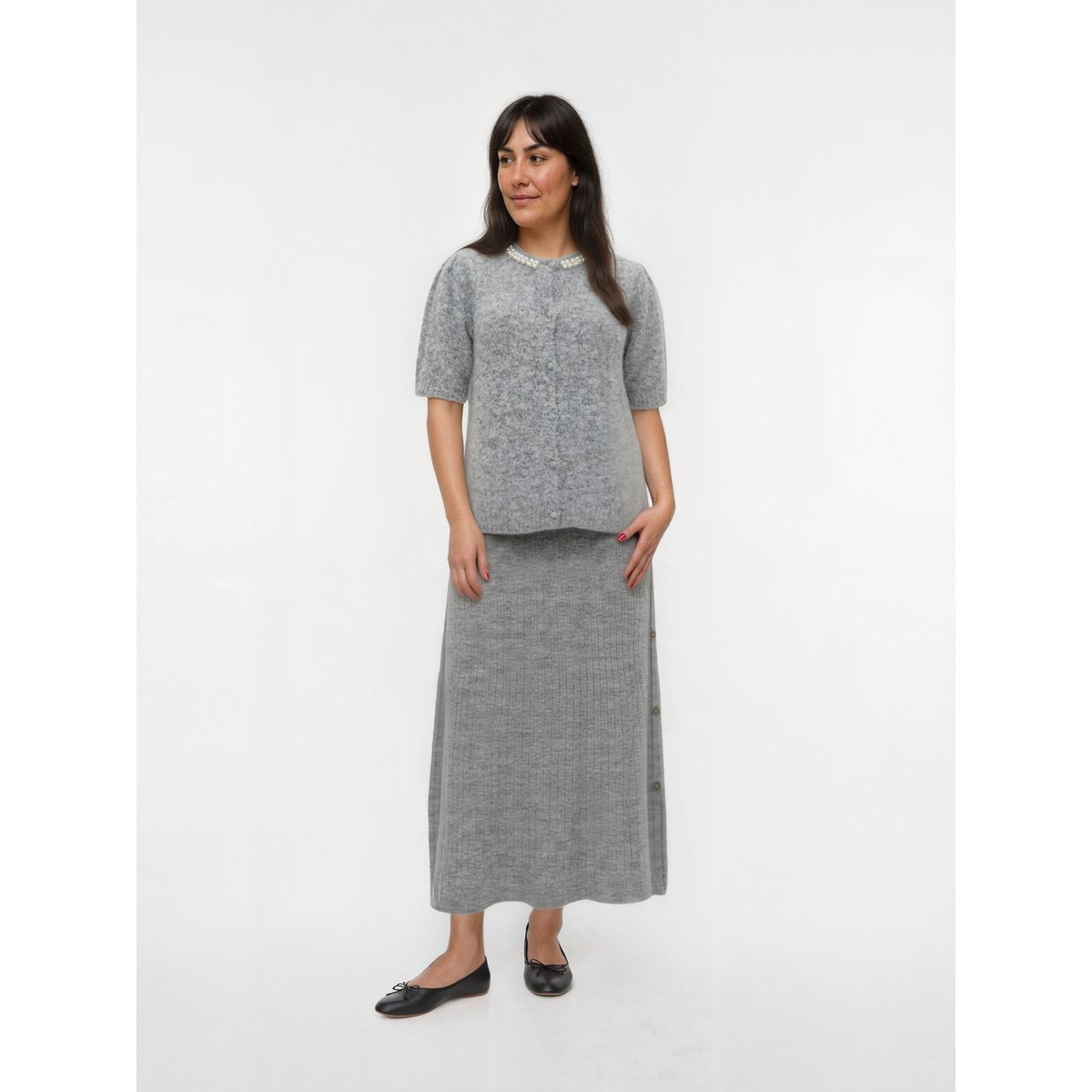 Jupe En Maille grise - light grey melange, VERO MODA
