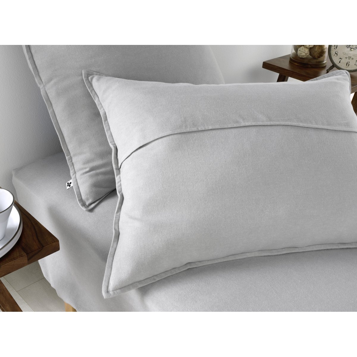 Taie d'oreiller flanelle de coton Candice gris_clair, EDEN