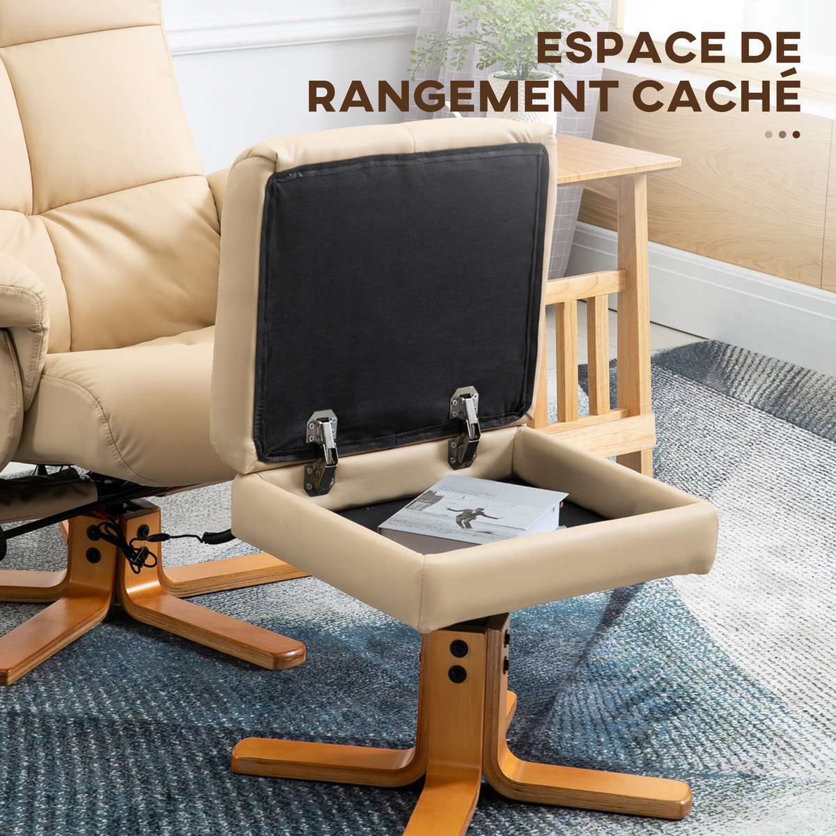 Ensemble fauteuil de massage inclinable avec crème, HOMCOM