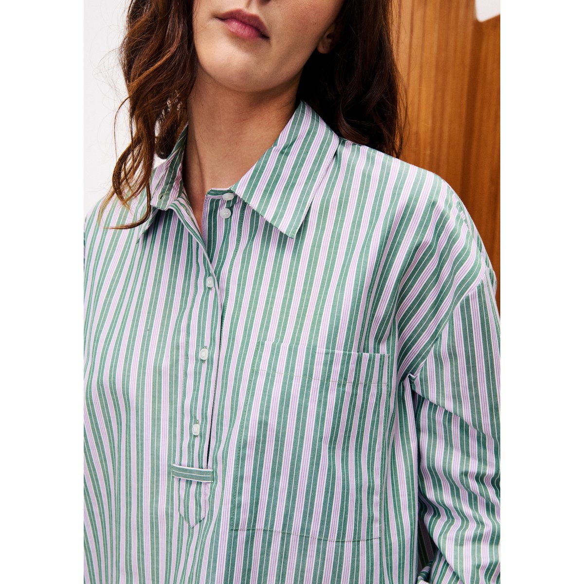 Chemise  en coton POTHOS vert mousse, FRNCH