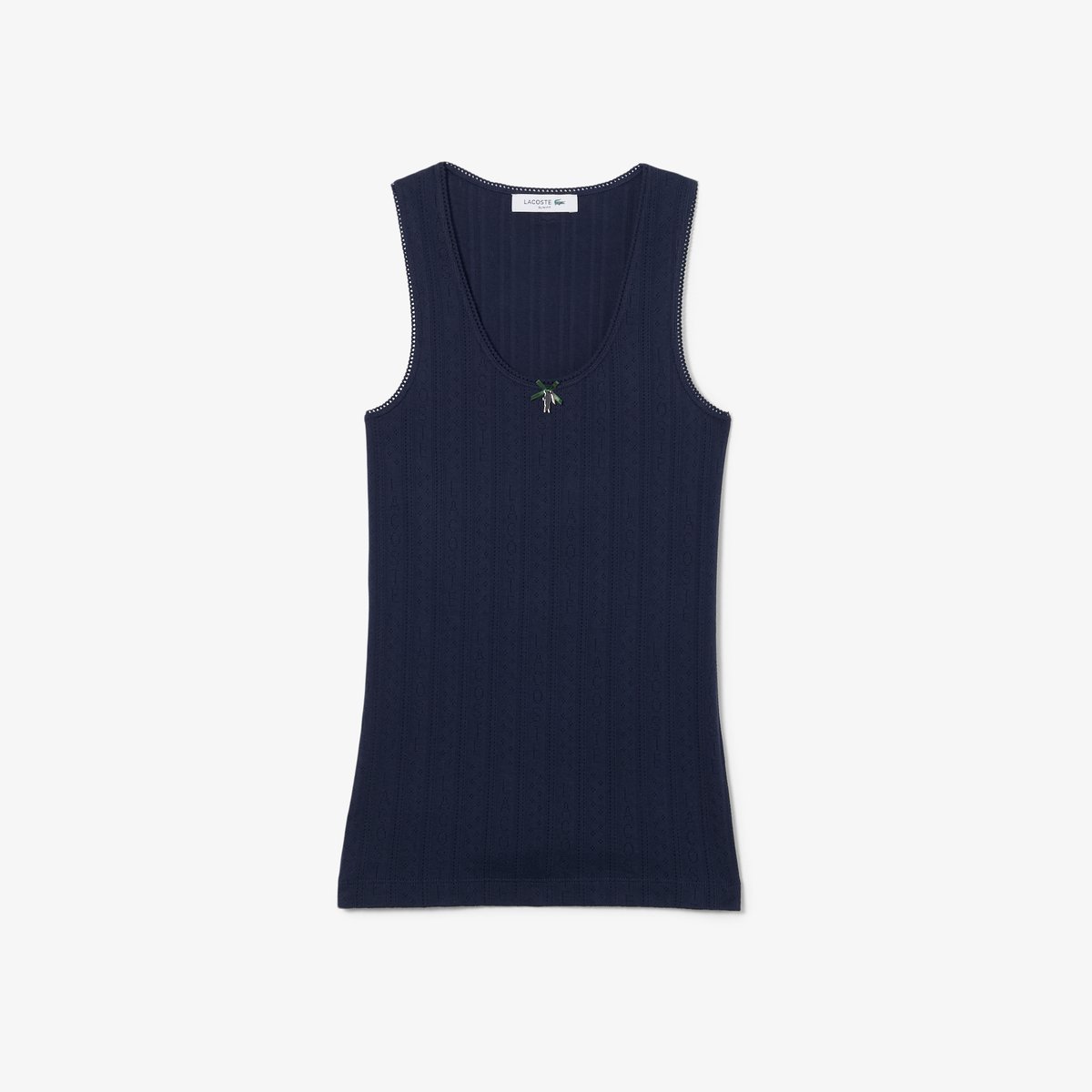 Débardeur slim fit coton maille pointelle bleu-166, LACOSTE