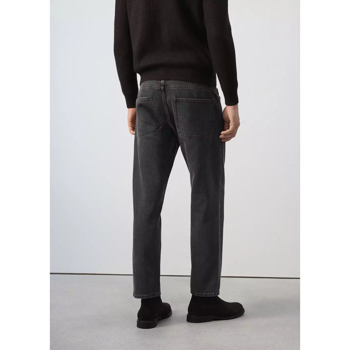 Jean en mélange lyocell et coton cropped fit gris, MANGO MAN