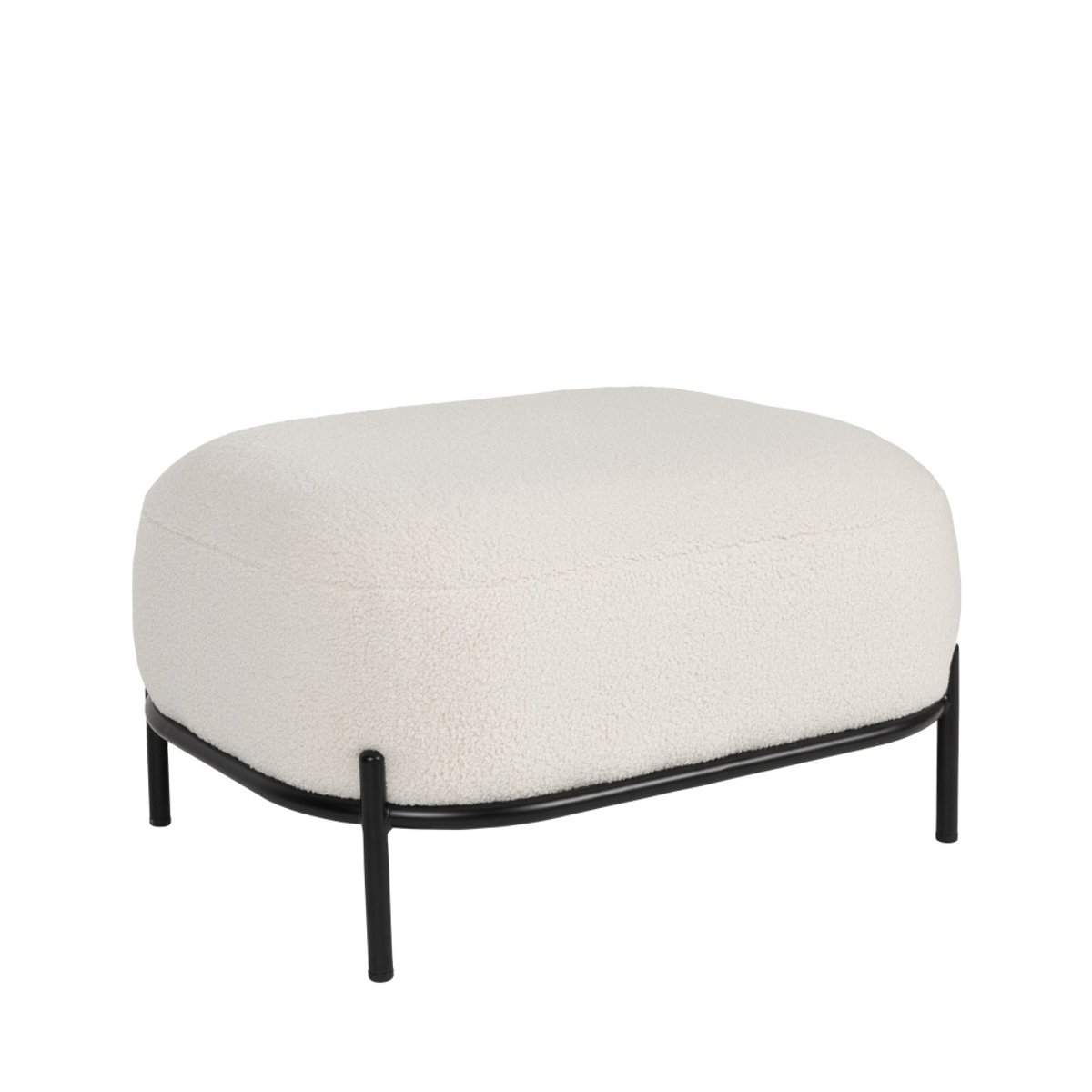 Repose-pieds en tissu bouclette- POLLY blanc ivoire, DRAWER
