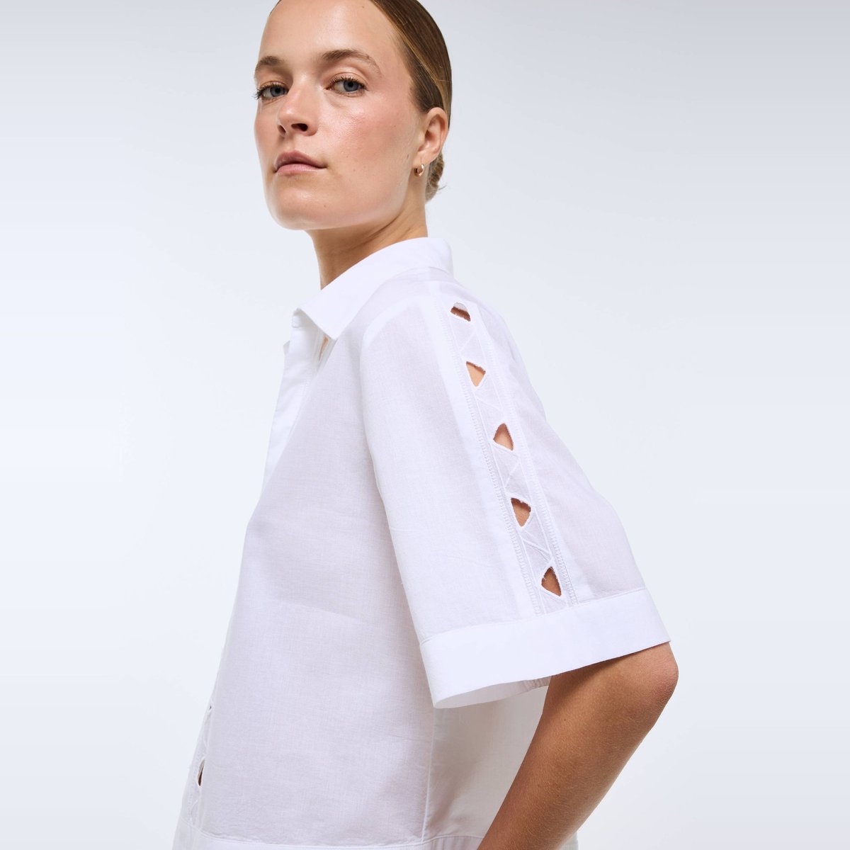 Chemise manches courtes en coton BIO GOTS blanc, MONOPRIX