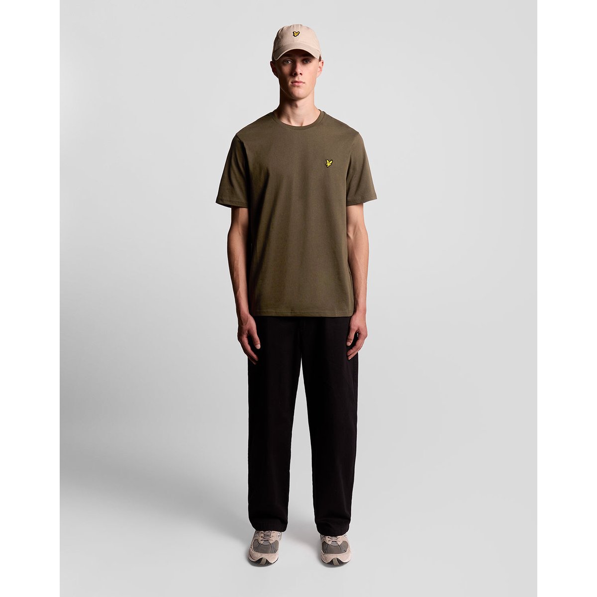 T-shirt en coton col rond vert olive, LYLE & SCOTT