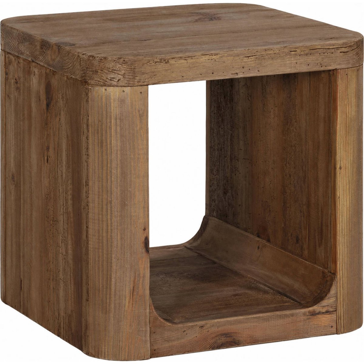 Table d'appoint carrée en pin vieilli naturel vieilli, RECOLLECTION