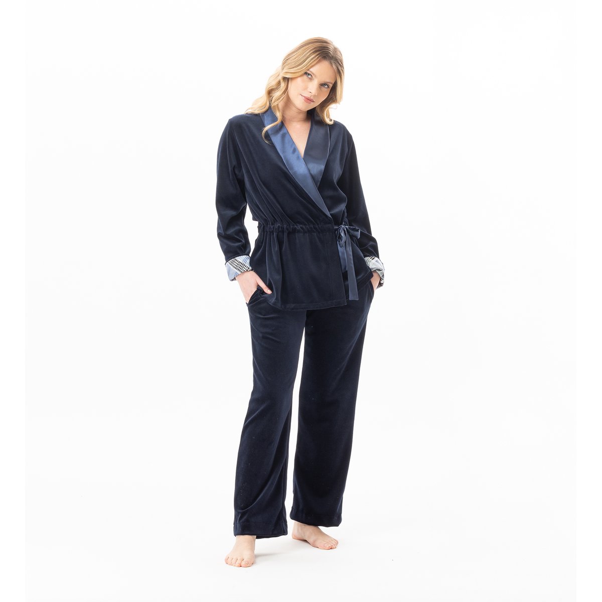 Ensemble homewear en velours BRADLEY 126 bleu, LE CHAT