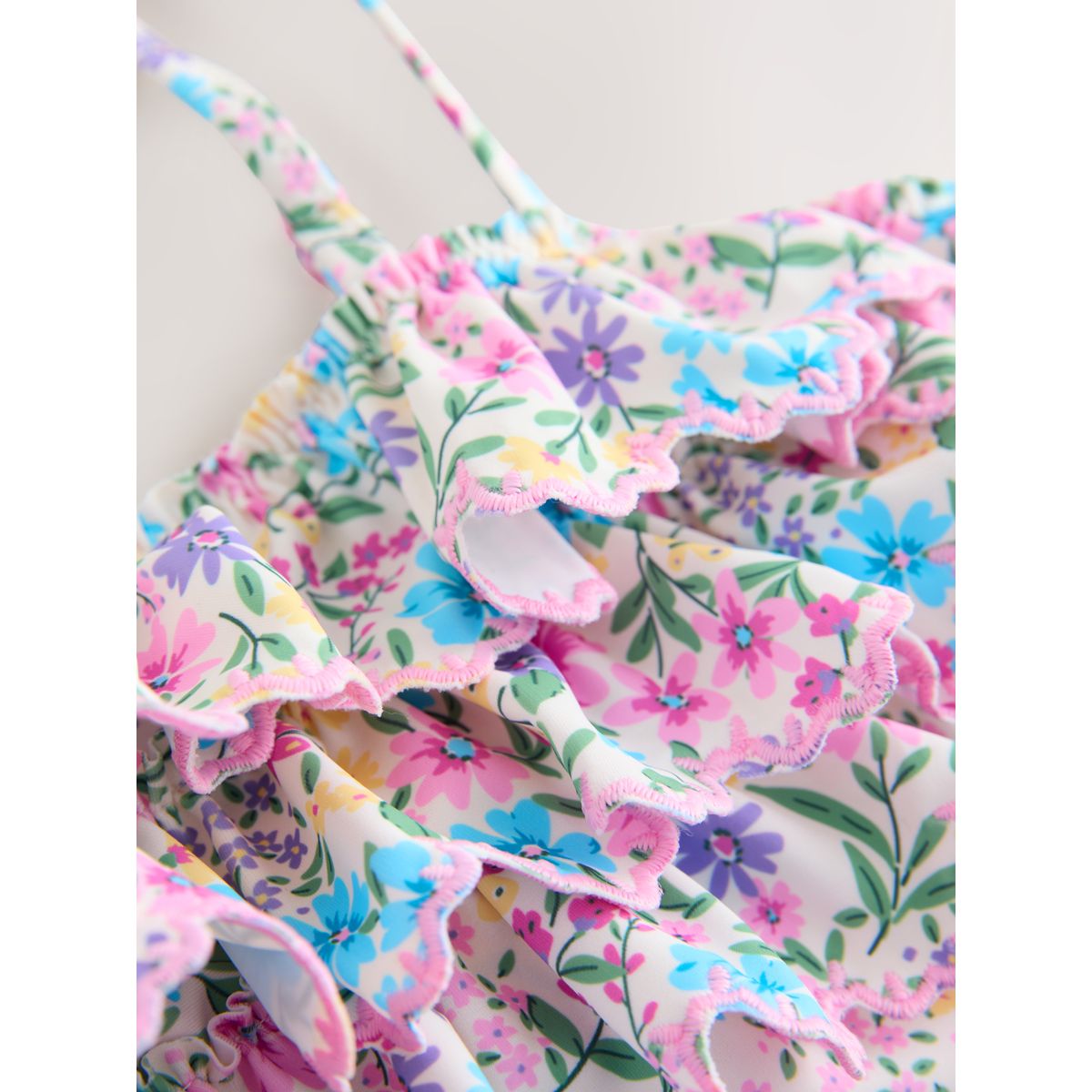 Bikini volanté petits motifs floraux roses et jaunes, NEXT