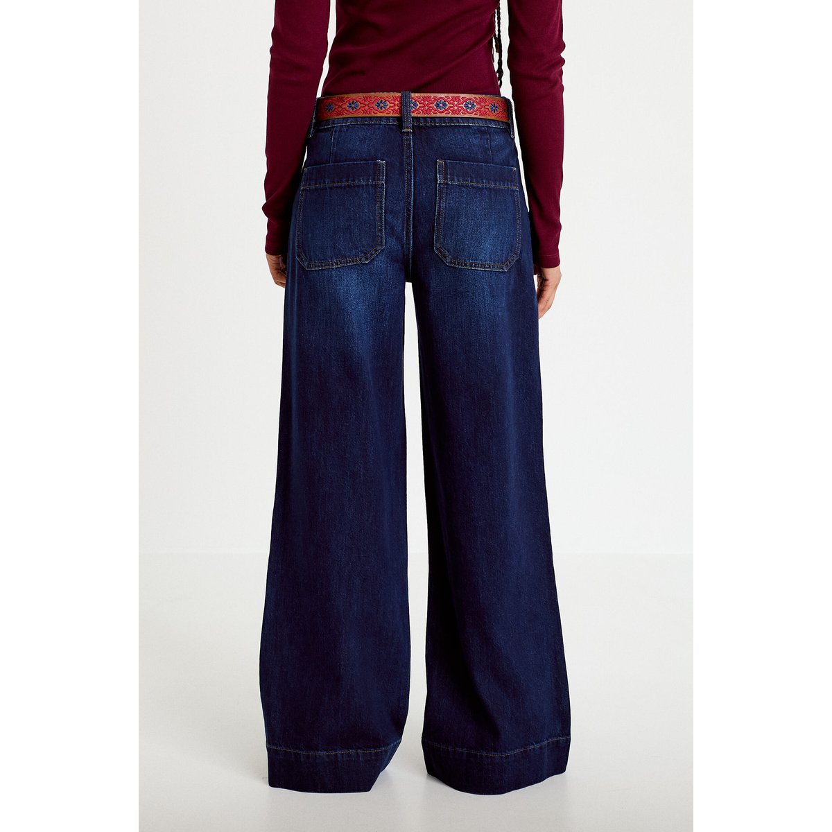 Jean bootcut ceinture amovible denim brut, CACHE CACHE