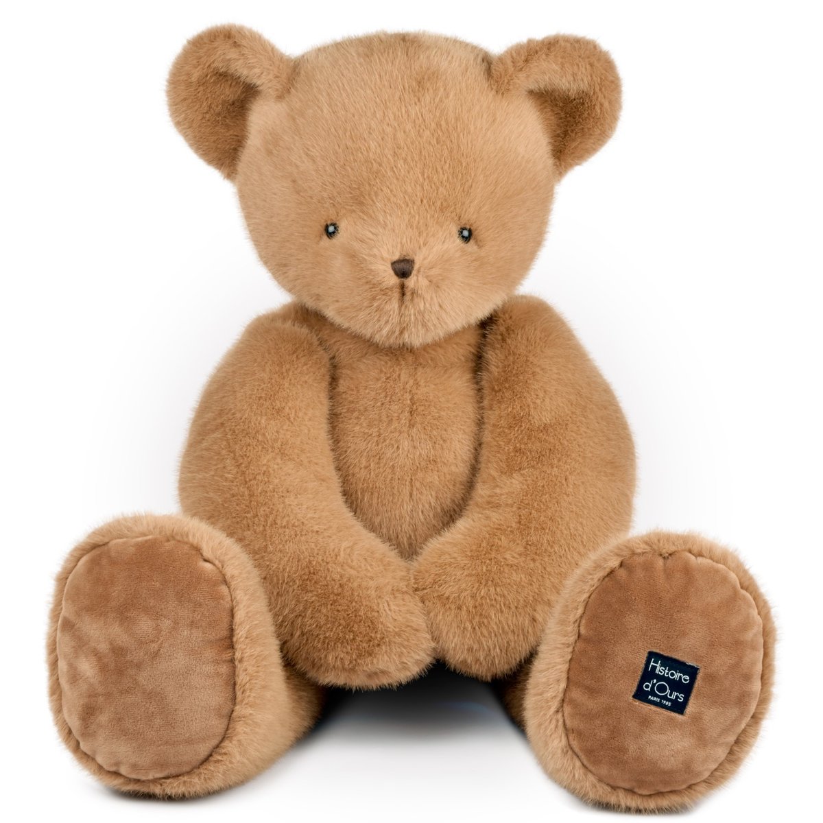 Ours en peluche CLEMENTIN 80 cm praline cacahuète, HISTOIRE D'OURS