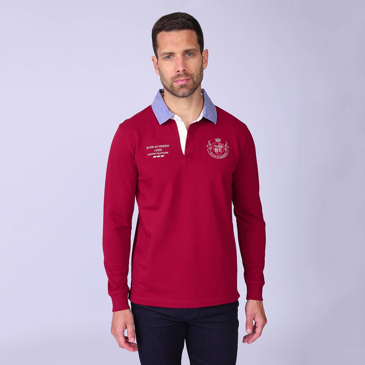 Polo Rugby avec blason rouge, MISE AU GREEN
