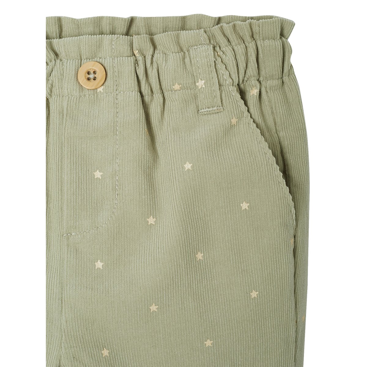 Pantalon paperbag en velours bébé vert d'eau, VERTBAUDET