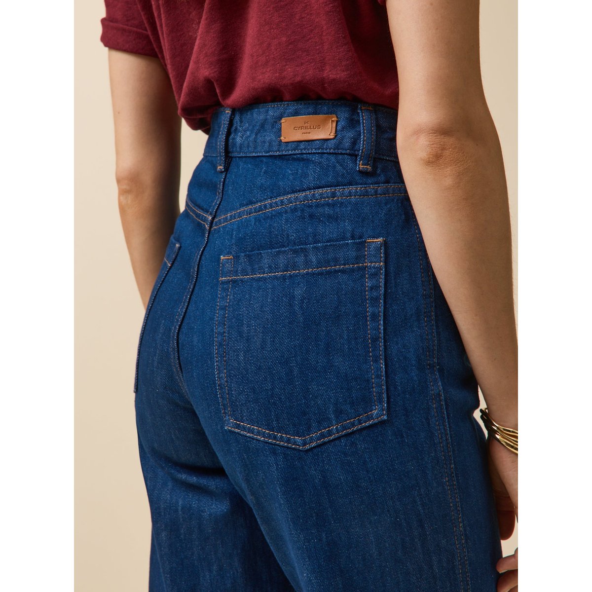Jean flare MANON coton biologique denim bleu, CYRILLUS