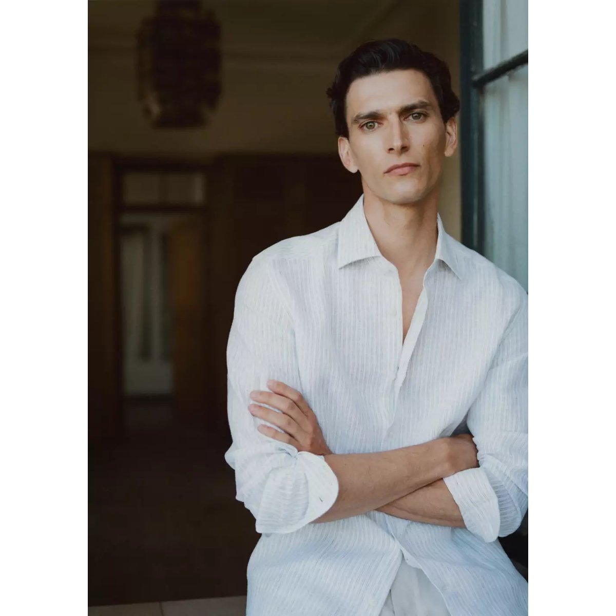 Chemise slim-fit 100 % lin blanc, MANGO MAN