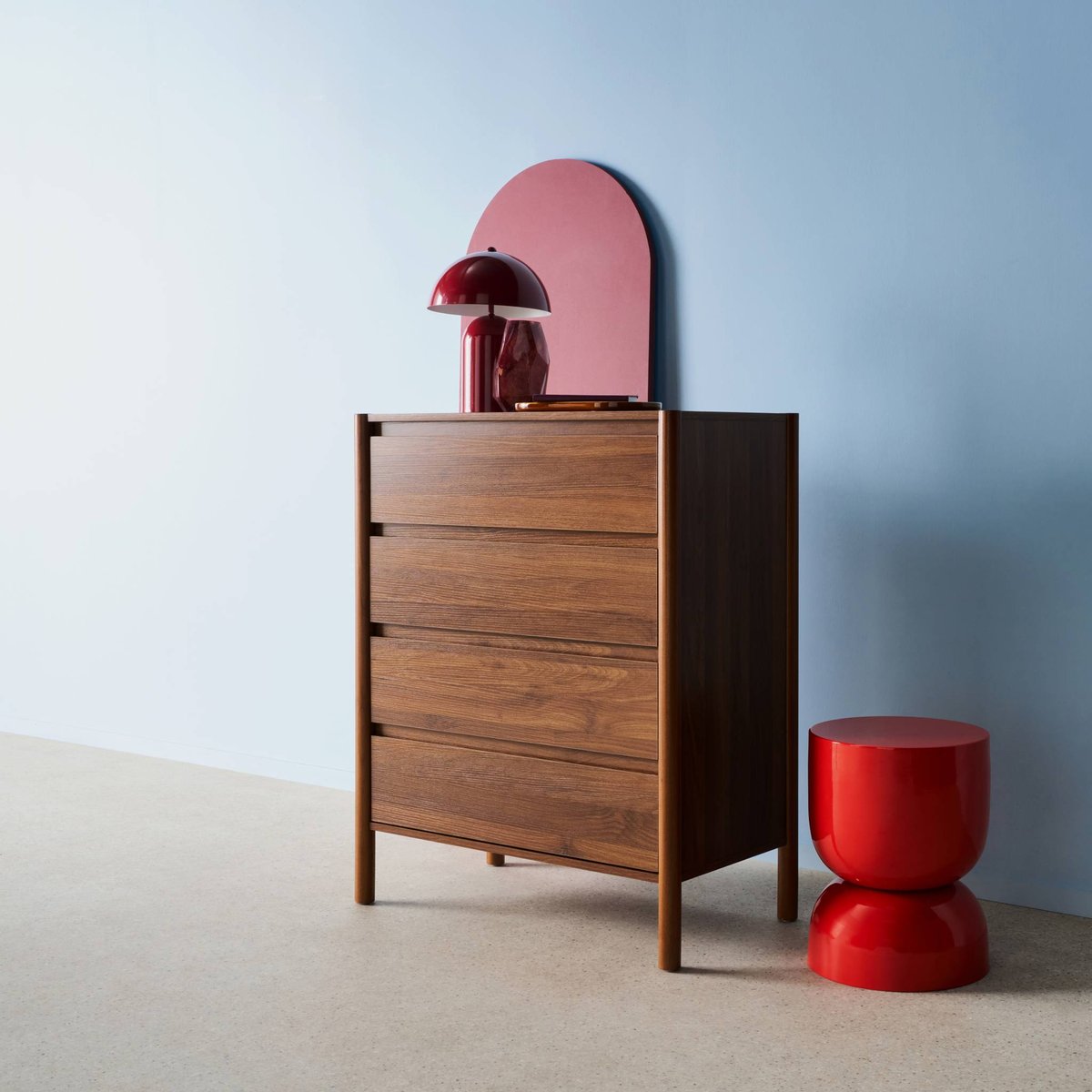 Commode décor bois 4 tiroirs HARMONY noyer, SWEEEK