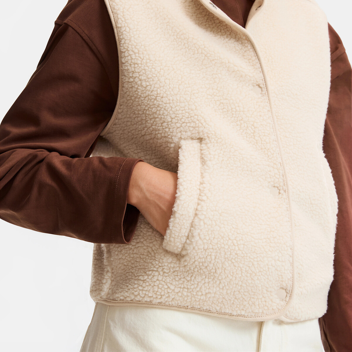 Gilet oversize en sherpa, sans manches ecru, LA REDOUTE COLLECTIONS