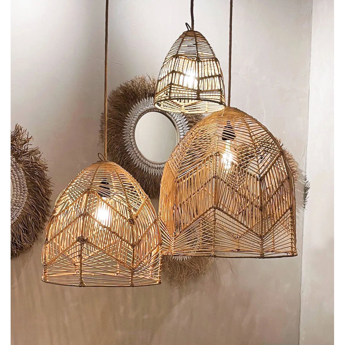 Suspension en rotin BALA beige, BAZAR BIZAR