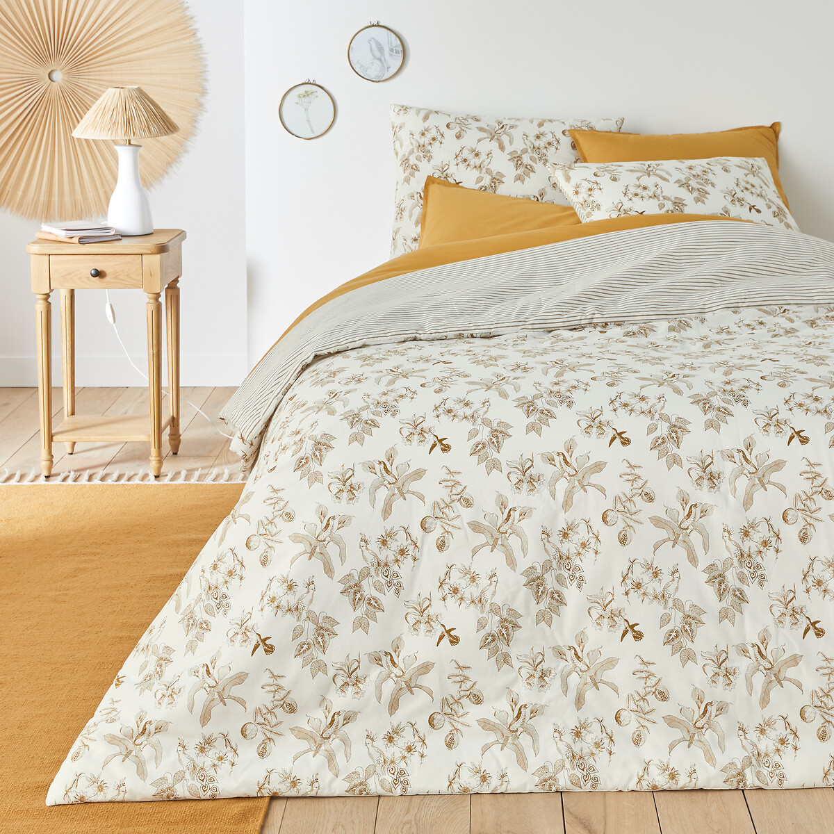 Housse de coussin coton 65x65cm, Granadille bronze fond blanc, LA REDOUTE INTERIEURS