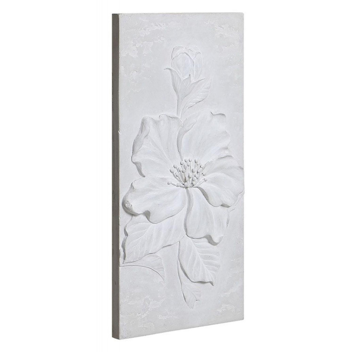 Triptyque en béton motif floral en relief - gris, INTERIOR'S