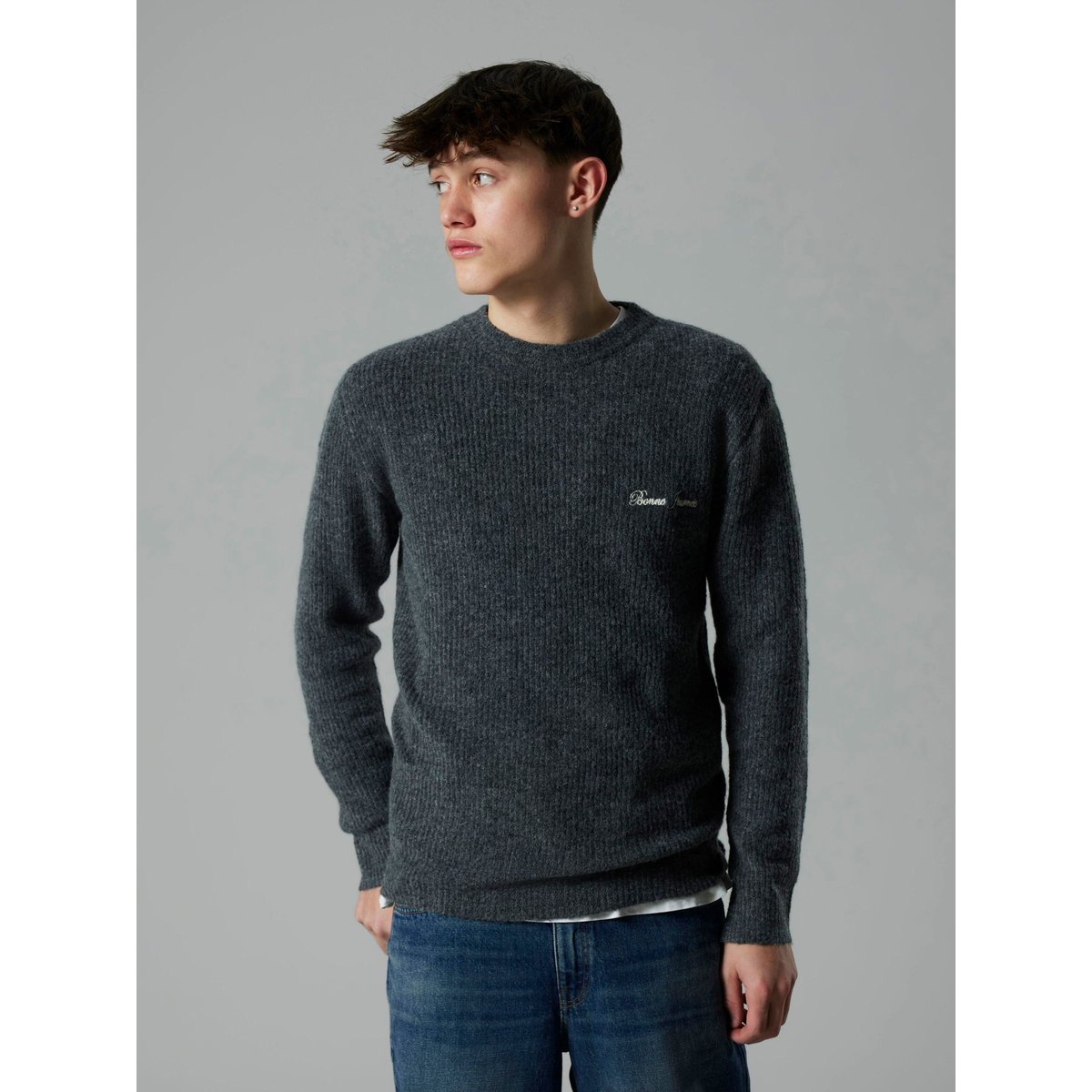 Pull En Maille dark grey melange, NAME IT