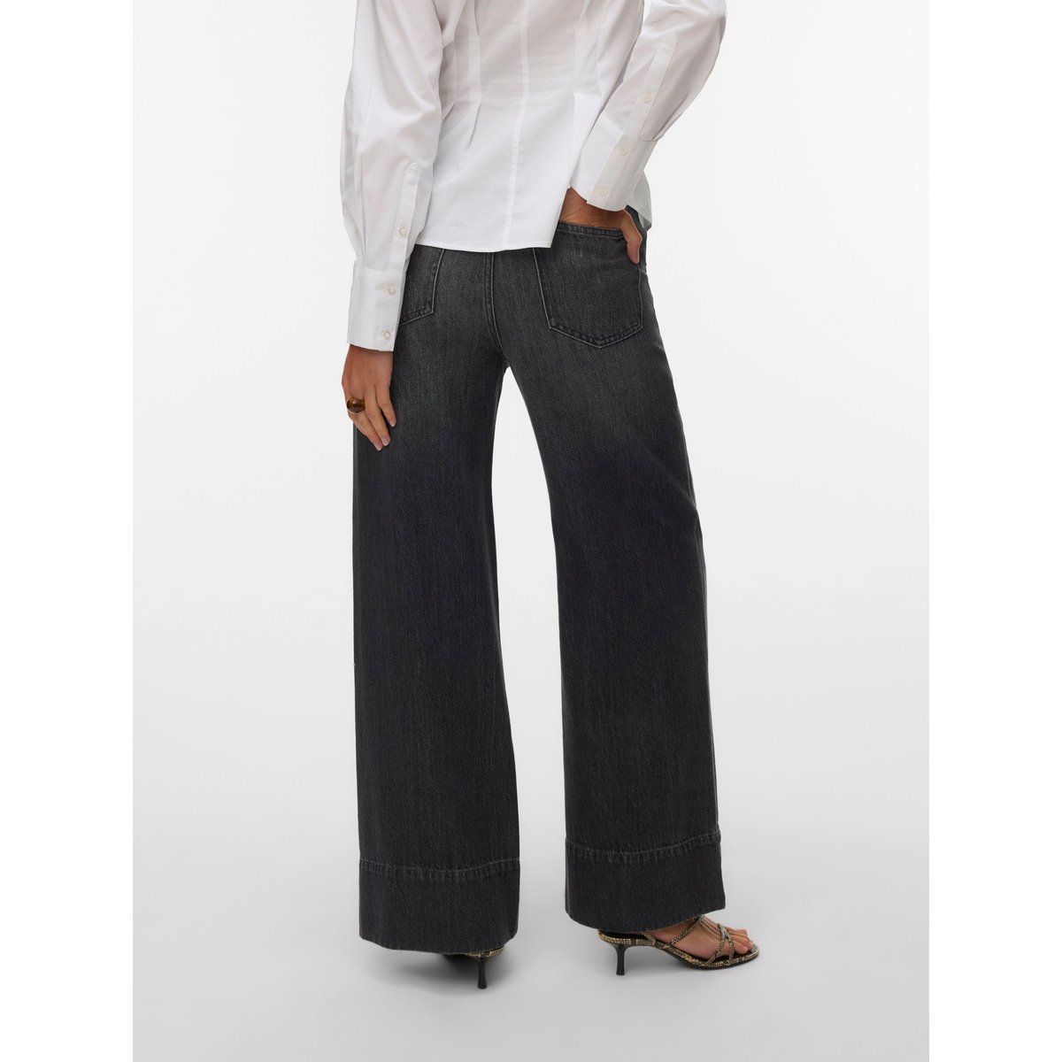 Jean À Coupe Large dark grey denim, VERO MODA