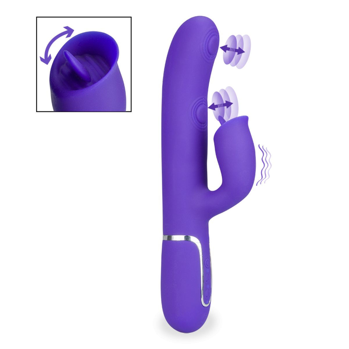 Vibromasseur puissant rabbit percuteur et langue Bomb violet, LOVE AND VIBES