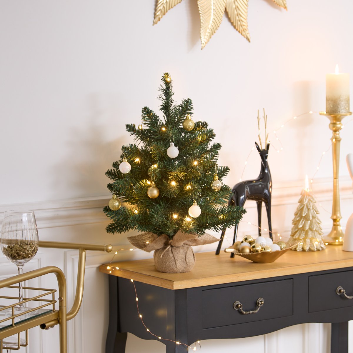 Sapin de Noël artificiel de table Juti lumineux 50 cm vert, FEERIC LIGHTS & CHRISTMAS