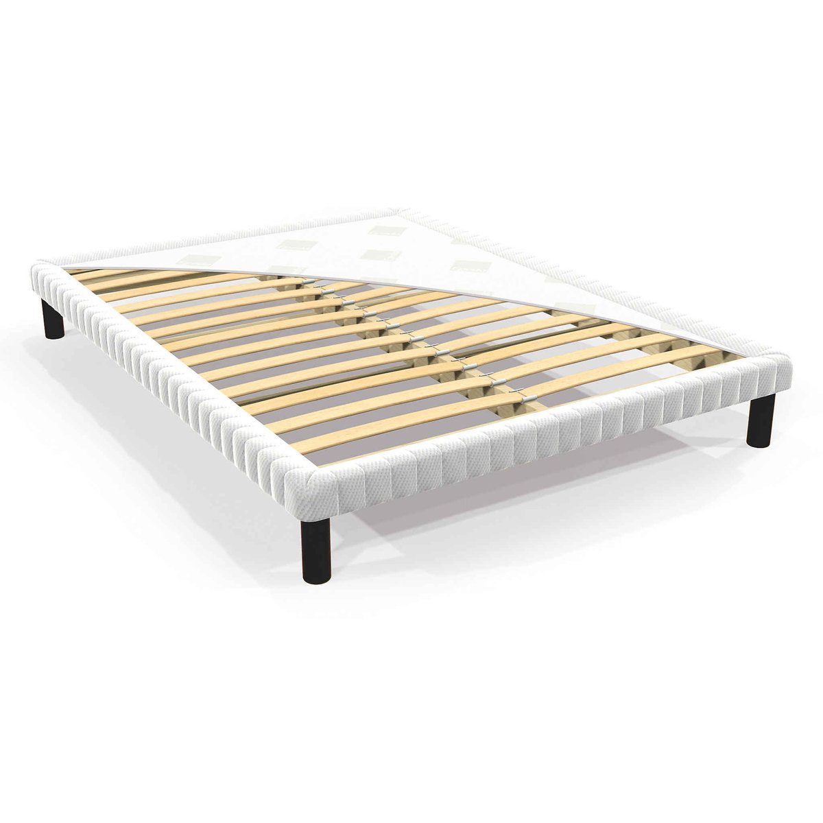 Sommier tapissier extra plat, 10cm blanc, EPEDA
