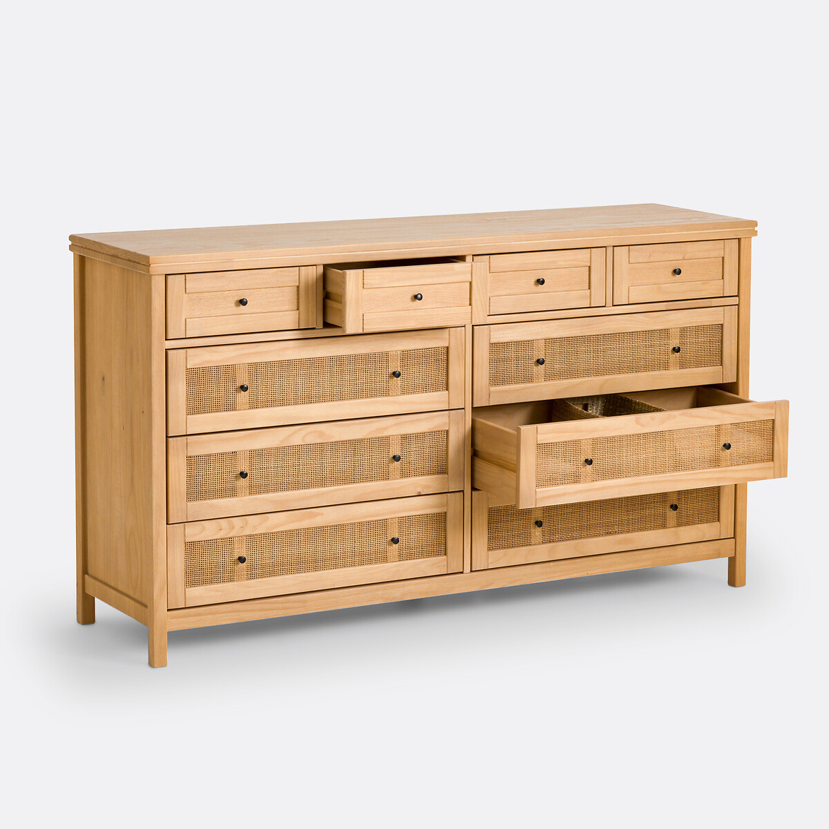 Commode en pin massif et cannage 10 tiroirs, Gabin naturel, LA REDOUTE INTERIEURS