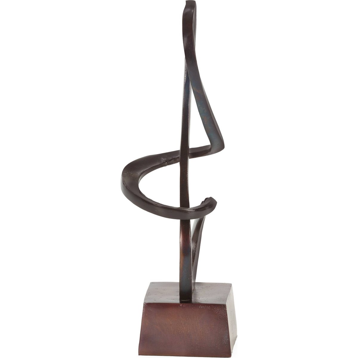 Sculpture en aluminium bronze vieilli forme organique bronze vieilli bleu cobalt antique, RECOLLECTION