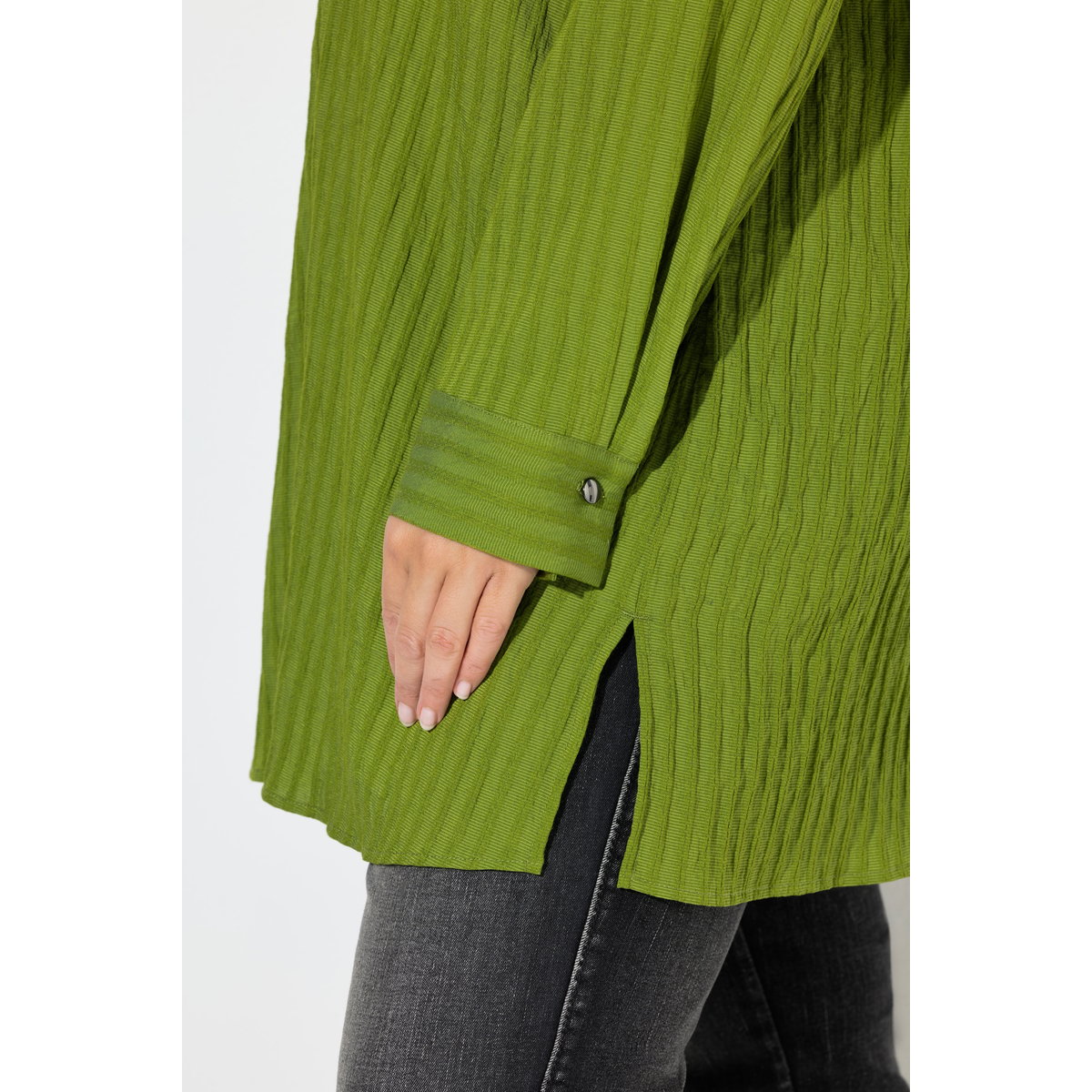 Blouse à rayures, avec ligne A vert sapin, ULLA POPKEN
