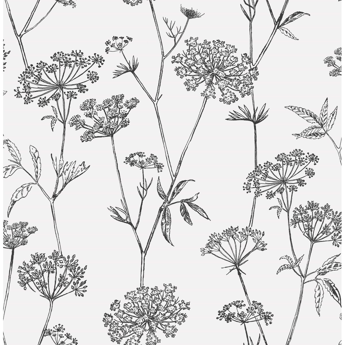 Papier peint Fleurs Gravure noir, SUPERFRESCO EASY