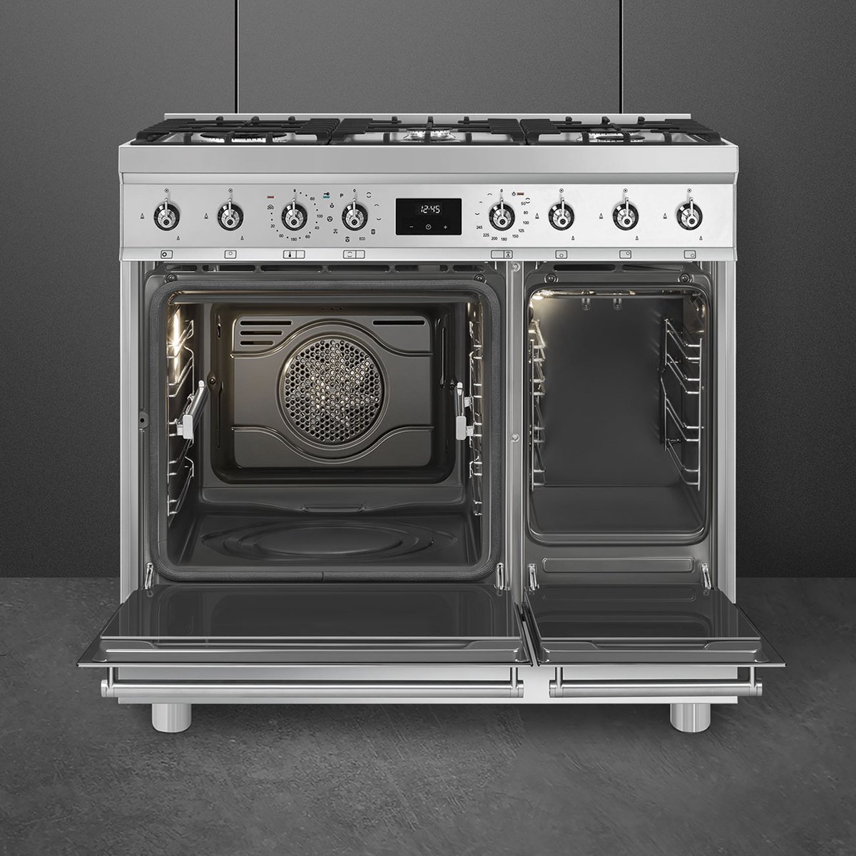 Piano de cuisson gaz 5 feux 90 cm C92GP inox satiné, SMEG