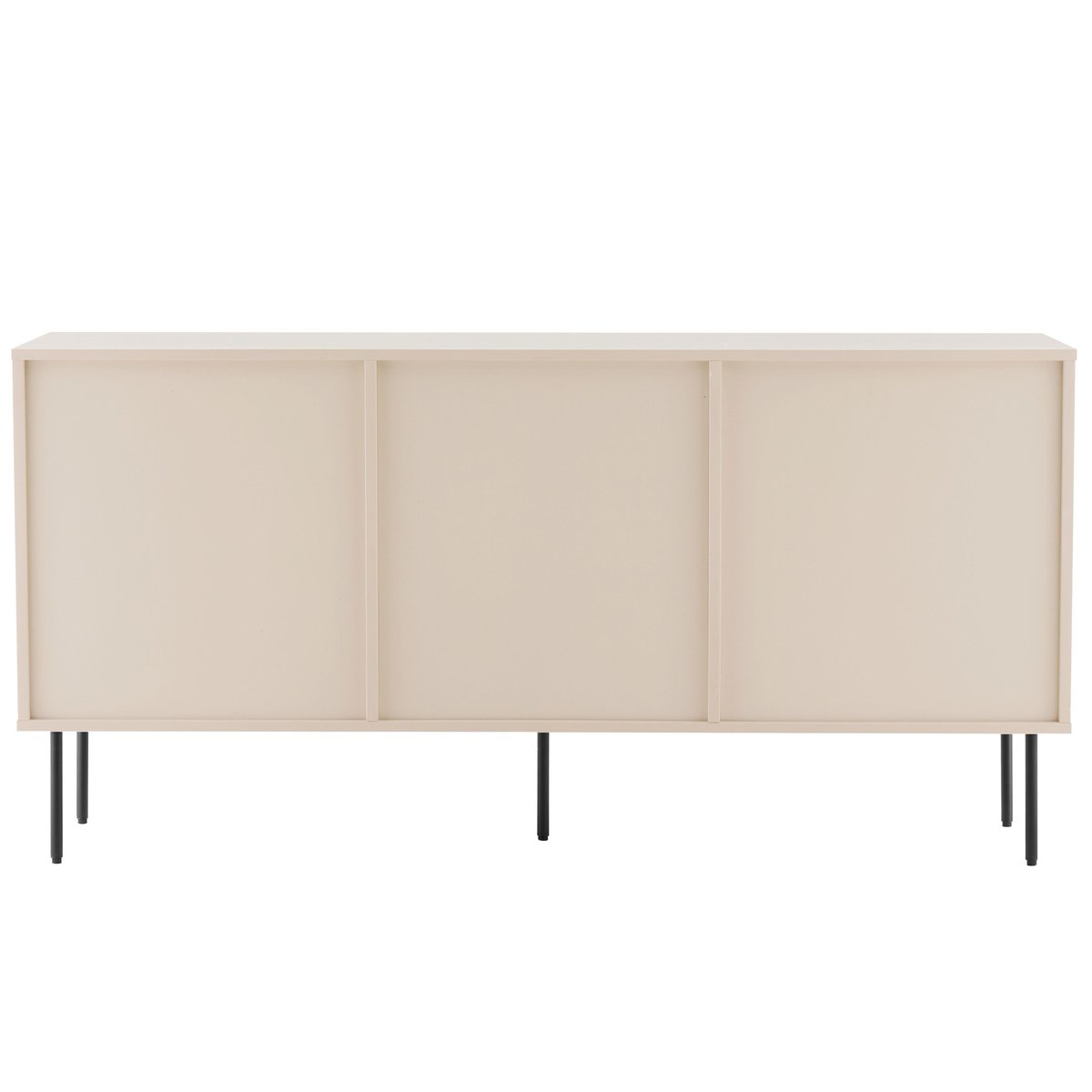 Buffet 2 portes et 3 tiroirs en acier et MDF décor mélaminé FSC 150 cm, ROMEO beige, OVIALA